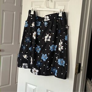 Black Floral Dot Print High Waist Pocket Skort